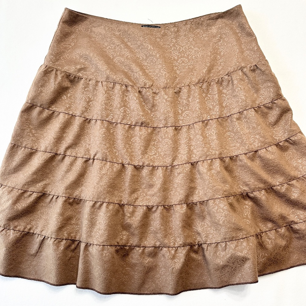 Vintage Tunique Tiered Knee Length Western Skirt Women’s Size XL Tan - Picture 4 of 8